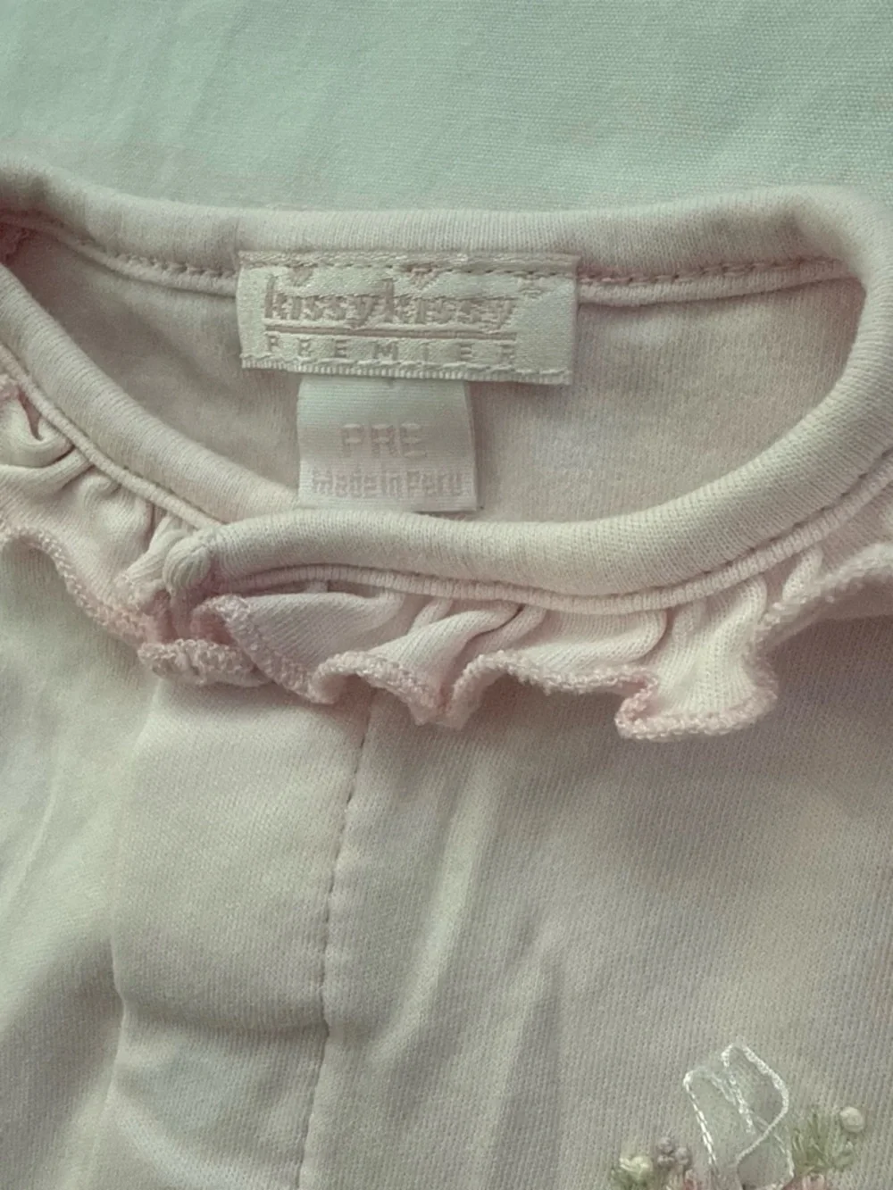 Kissy Kissy Light Pink Ruffle-Collar One-Piece Bodysuit